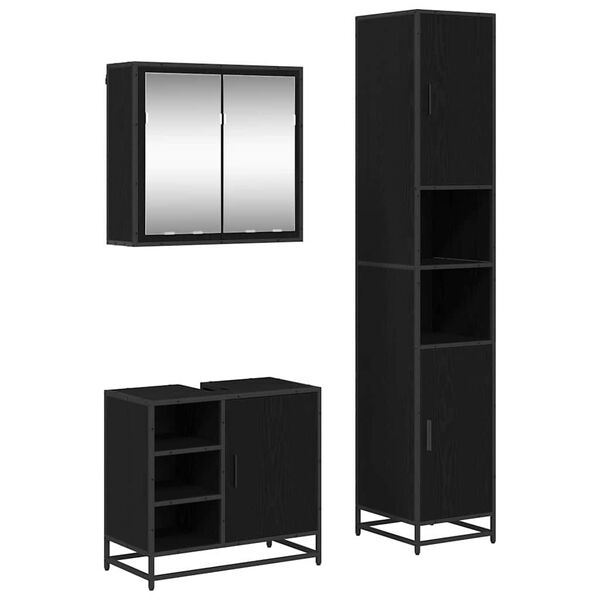 vidaXL &Sigma;&epsilon;&tau; &Epsilon;&pi;ί&pi;&lambda;&omega;&nu; &Mu;&pi;ά&nu;&iota;&omicron;&upsilon; &mu;&epsilon; &rho;ά&phi;&iota; 3 pcs &Mu;&alpha;ύ&rho;&eta; &Omicron;&xi;&upsilon;ά &Epsilon;&pi;&epsilon;&xi;&epsilon;&rho;&gamma;&alpha;&sigma;&mu;έ&nu;&omicron; &xi;ύ&lambda;&omicron;