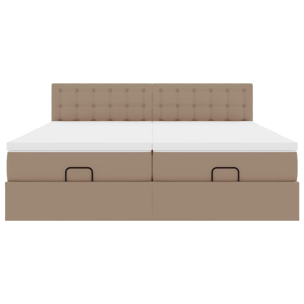 vidaXL Οθωμανικό κρεβάτι με στρώματα Cappucino 200x200cm Faux Leather