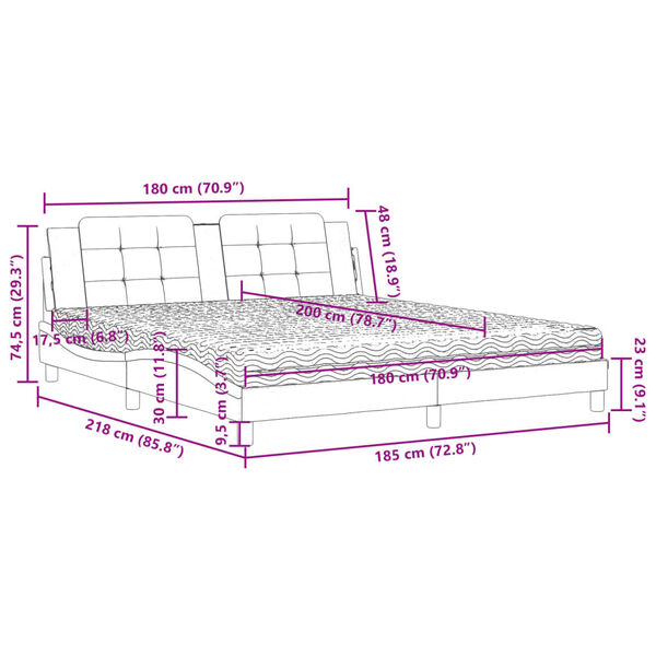 vidaXL Κρεβάτι με Στρώμα Καφέ 180x200 εκ. Συνθετικό Δέρμα