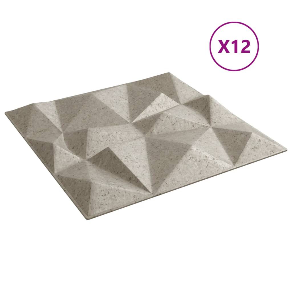 vidaXL Πάνελ Τοίχου 12 τεμ. Σχ. Διαμάντι Τσιμέντο 50x50εκ. 3 μ² XPS