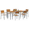 vidaXL Σέτ φαγητού για κήπο 7 pcs Γκρι και καφέ 180 x 90 x 75 cm