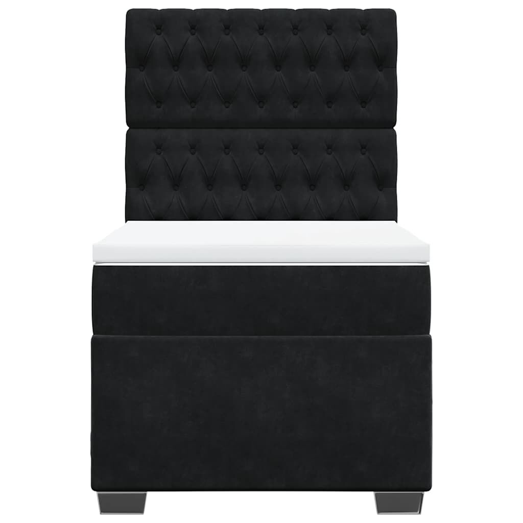 vidaXL Κρεβάτι Boxspring με Στρώμα Μαύρο 90x190 εκ. Βελούδινο