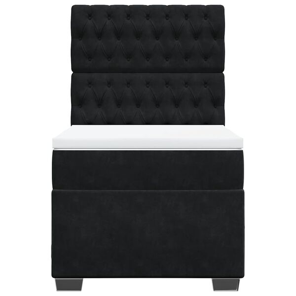 vidaXL Κρεβάτι Boxspring με Στρώμα Μαύρο 90x190 εκ. Βελούδινο
