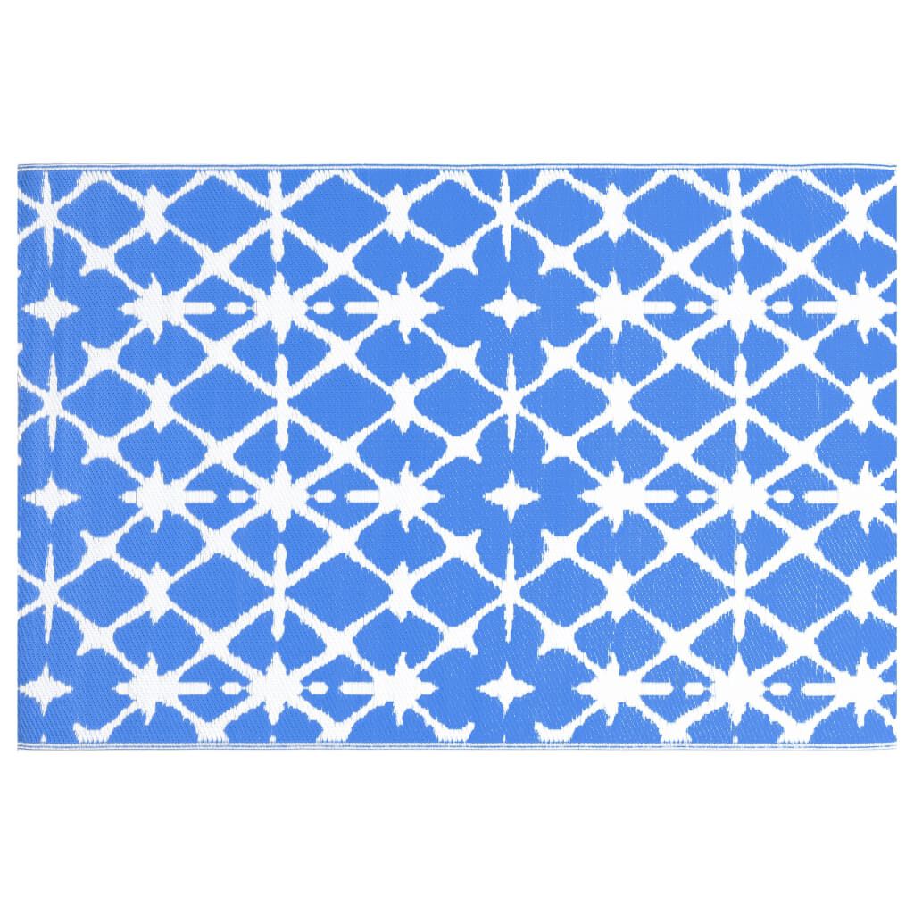 vidaXL χαλί εξωτερικού χώρου ARAKIL μπλε και λευκό 120x180 cm PP