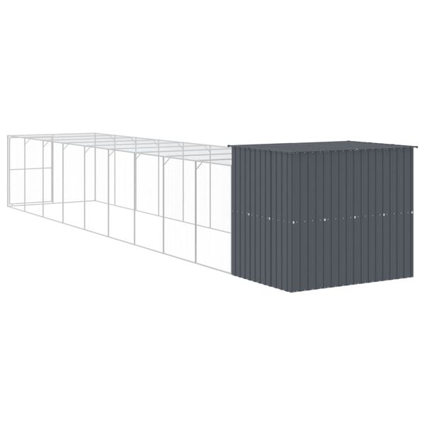 vidaXL Σπιτάκι Σκύλου με Αυλή Ανθρακί 214x1069x181 εκ. Γαλβαν. Χάλυβας