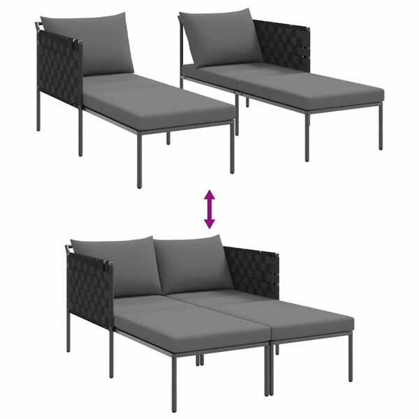 vidaXL Ήλιο-κρεβάτι με μαξιλάρι Ανθρακί 115 x 153 x 69.5 εκ. Ατσάλι