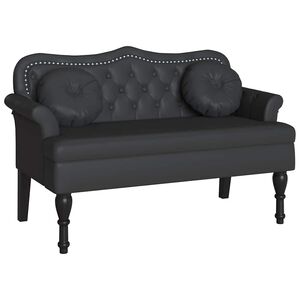vidaXL Καναπές Chesterfield Μαύρο 120,5 x 65 x 75 εκ. Τεχνητό Δέρμα