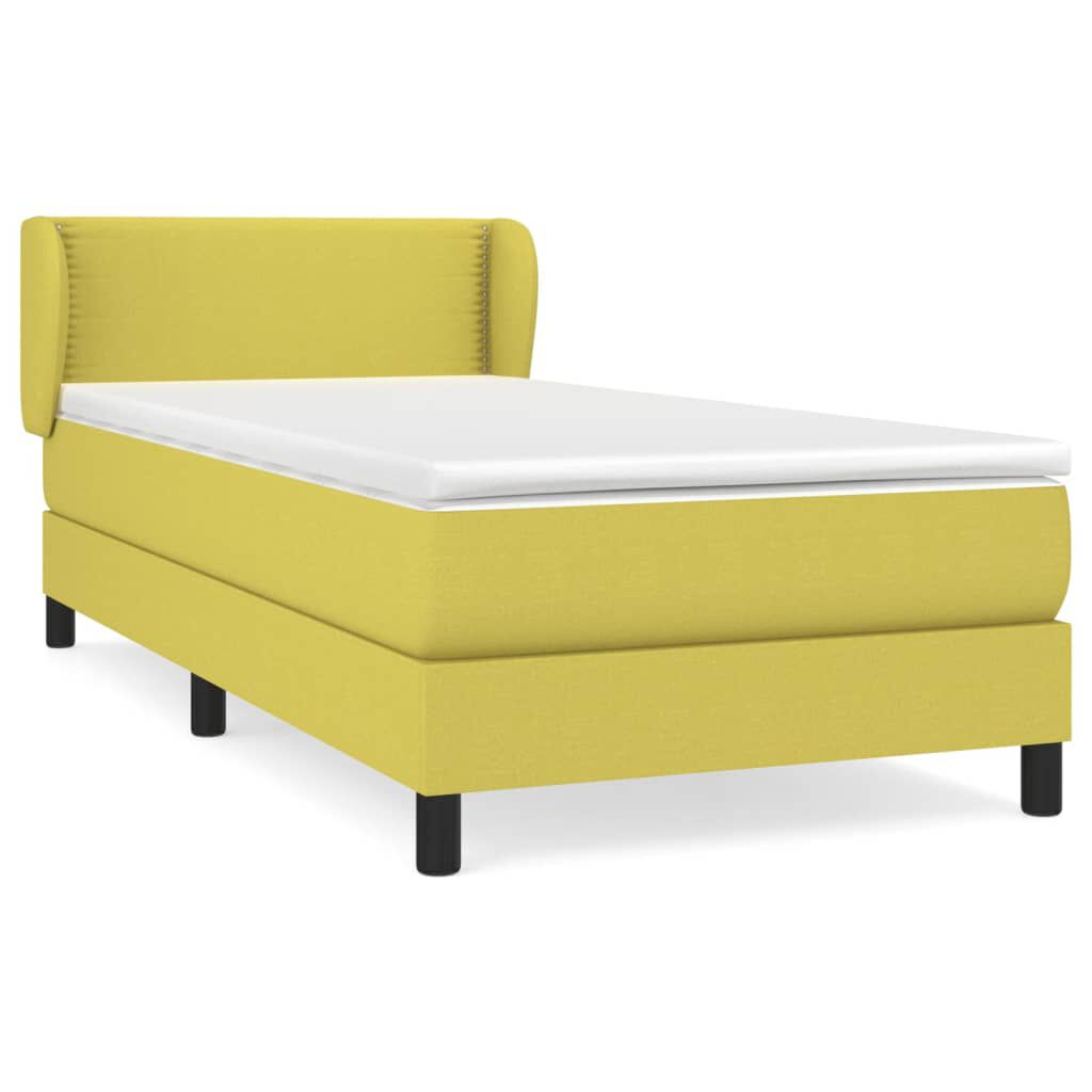 vidaXL Κρεβάτι Boxspring με Στρώμα Πράσινο 100 x 200 εκ. Υφασμάτινο