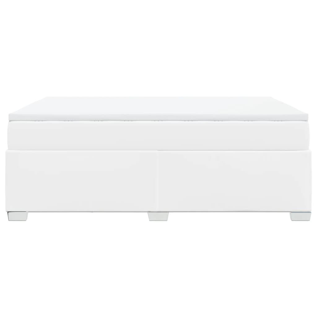 vidaXL Κρεβάτι Boxspring με Στρώμα Λευκό 140x200εκ.από Συνθετικό Δέρμα