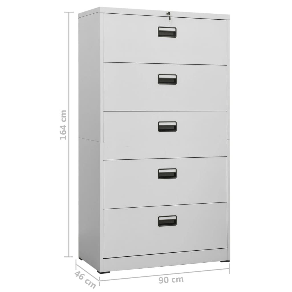 vidaXL Αρχειοθήκη Ανοιχτό Γκρι 90 x 46 x 164 εκ. από Ατσάλι