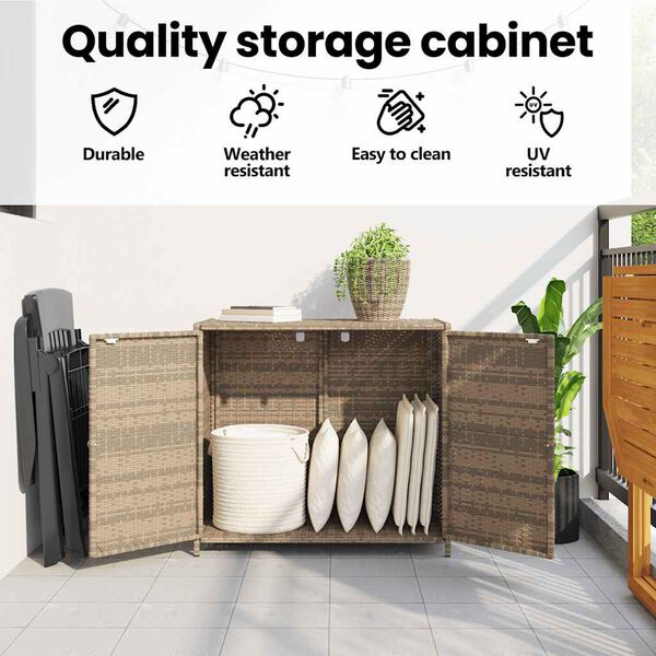 vidaXL Ντουλάπι Αποθήκευσης Κήπου Beige 83x45x76 εκ. Συνθετικό Ρατάν