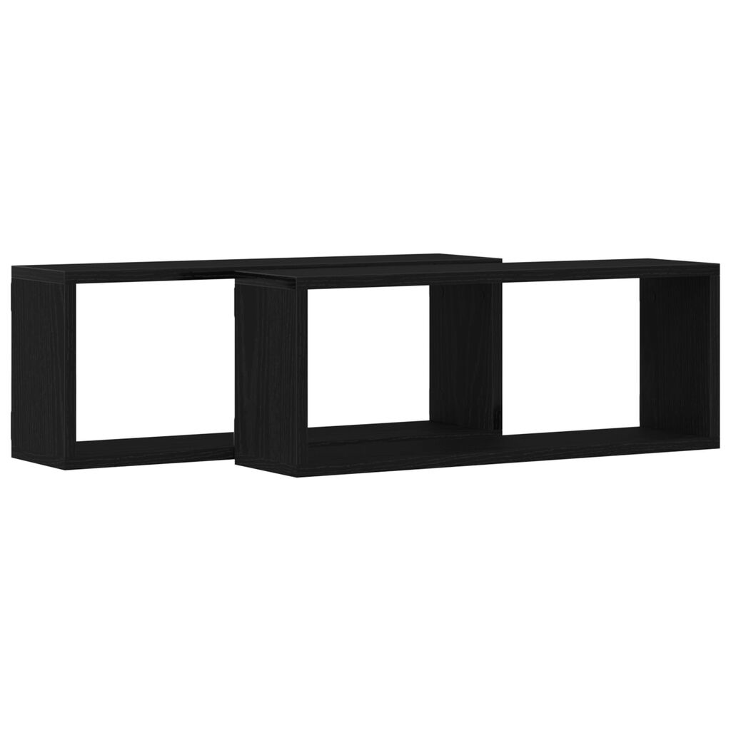 vidaXL Ράφια 2 Πακέτο Μαύρη Δρυς 60x15x23 εκ Κατασκευασμένα από Μηχανική Ξυλεία