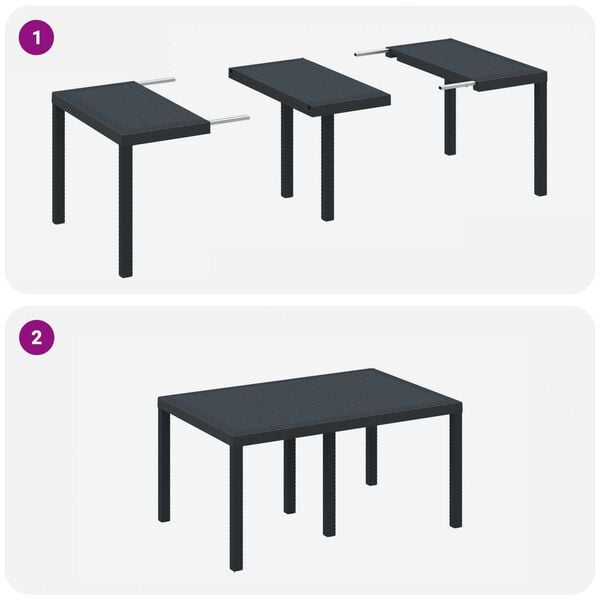 vidaXL Σετ Τραπεζαρίας Κήπου 7 pcs Ανθρακί PE Ρατάν