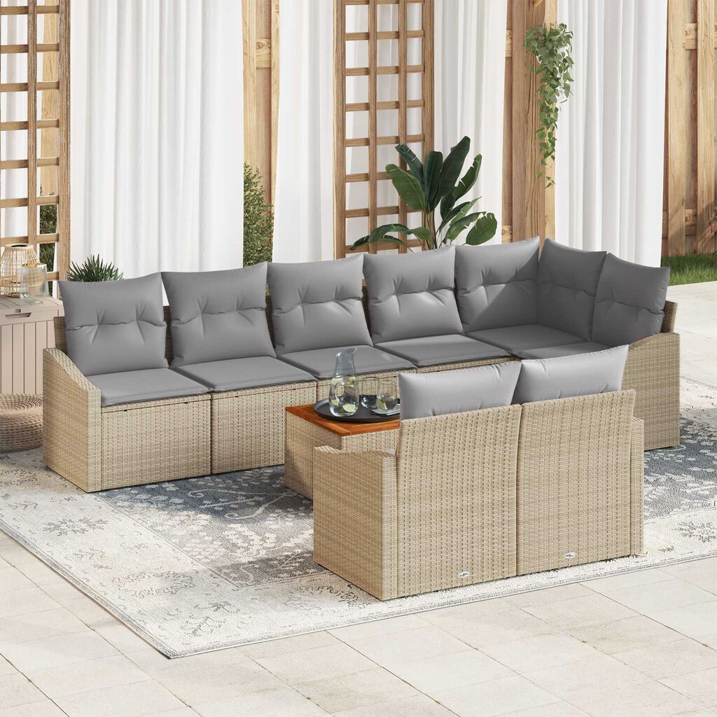vidaXL Σετ Καναπέ Κήπου 9 pcs μπεζ και ανοιχτό γκρι