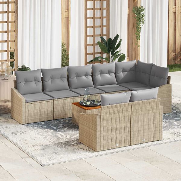 vidaXL Σετ Καναπέ Κήπου 9 pcs μπεζ και ανοιχτό γκρι
