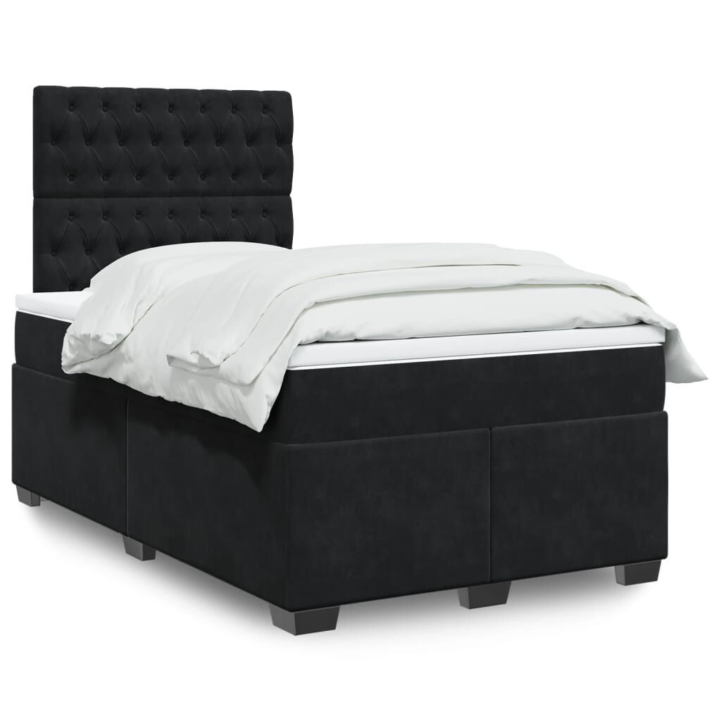 vidaXL Κρεβάτι Boxspring με Στρώμα Μαύρο 120 x 200 εκ. Βελούδινο
