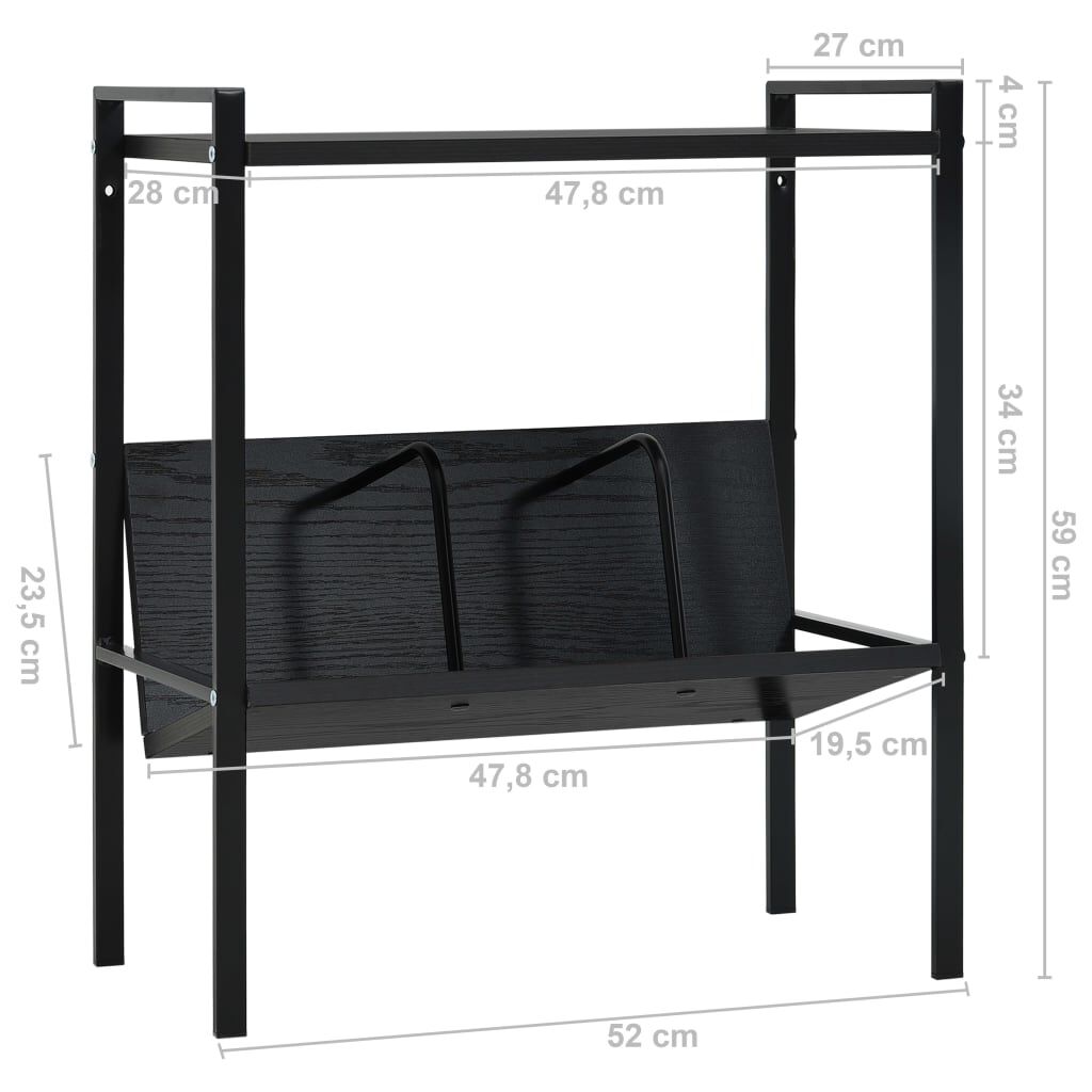 vidaXL Βιβλιοθήκη 2 Επιπέδων Μαύρη 52x28x59 εκ. Επεξεργασμένο Ξύλο