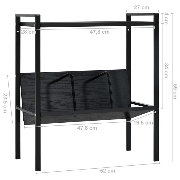 vidaXL Βιβλιοθήκη 2 Επιπέδων Μαύρη 52x28x59 εκ. Επεξεργασμένο Ξύλο
