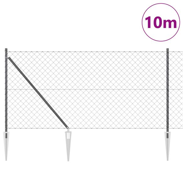 vidaXL Σετ Στύλων Φράχτη Γκρι 1 x 10 m Επικαλυμμένος Χάλυβας