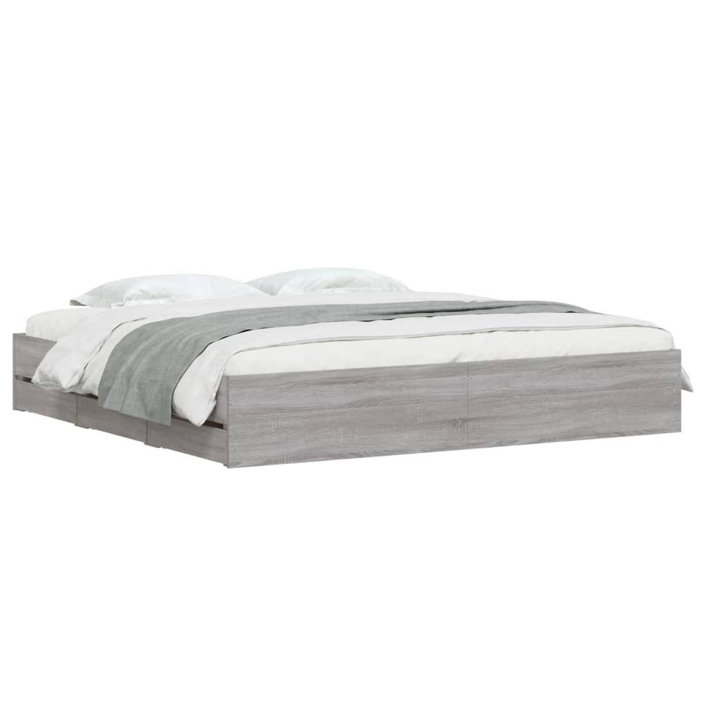 vidaXL Πλαίσιο Κρεβατιού με συρτάρια Γκρι sonoma 160x200εκ. Επεξ. Ξύλο