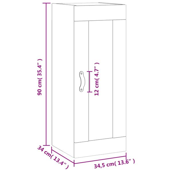 vidaXL Ντουλάπι Τοίχου Μαύρο 34,5x34x90 εκ.