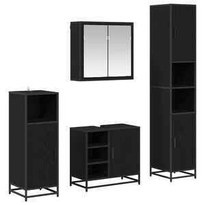 vidaXL Σετ Επίπλων Μπάνιου 4 pcs Μαύρη δρυς Επεξεργασμένο ξύλο