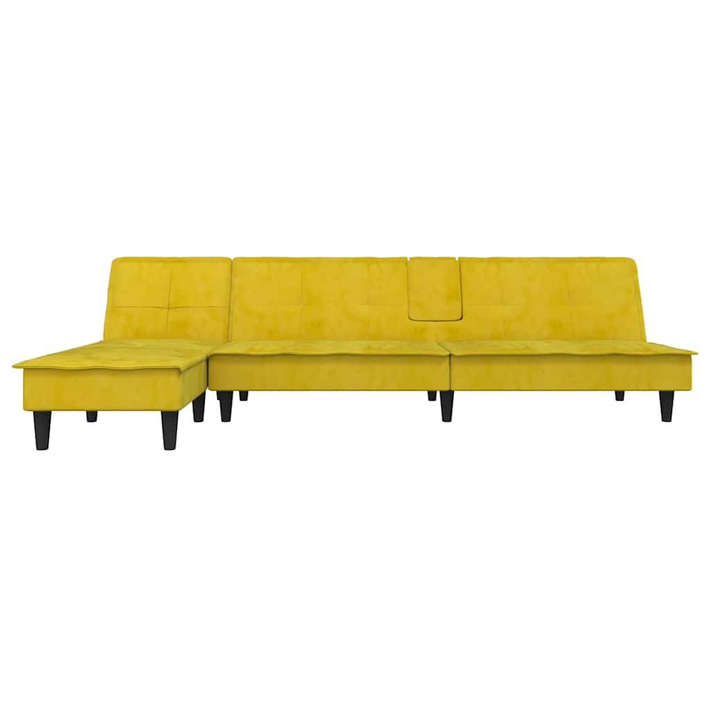 vidaXL Καναπές Κρεβάτι Γωνιακός Κίτρινος 255 x 140 x 70 εκ. Βελούδινος