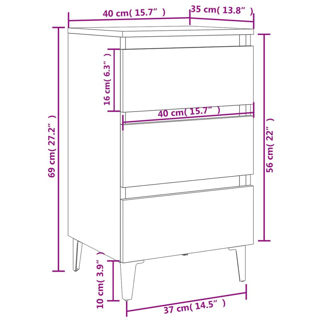 vidaXL Κομοδίνο Sonoma Δρυς 40 x 35 x 69 εκ. με Μεταλλικά Πόδια