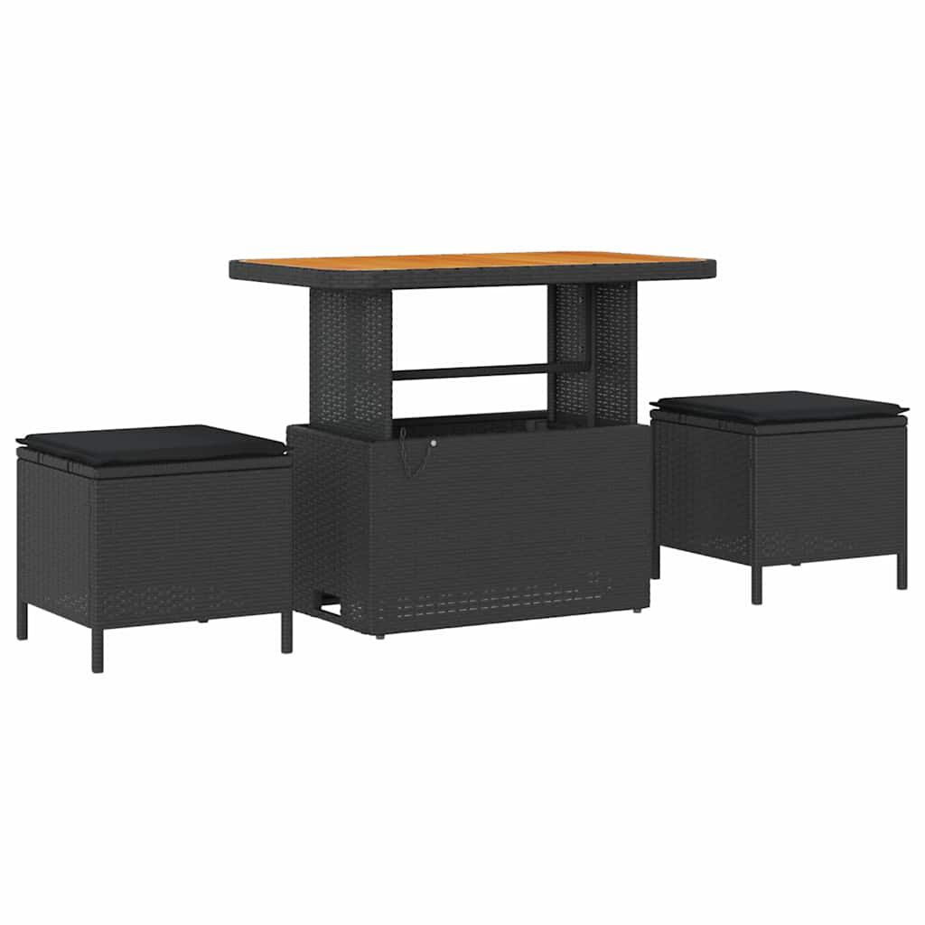 vidaXL Σετ Καναπέ Κήπου με μαξιλάρι 11 pcs Μαύρο 90 x 55 x 71 cm