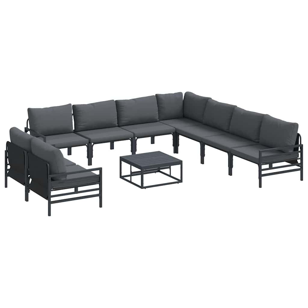 vidaXL Σετ Καναπέ Κήπου 10 pcs Ανθρακί Ατσάλι