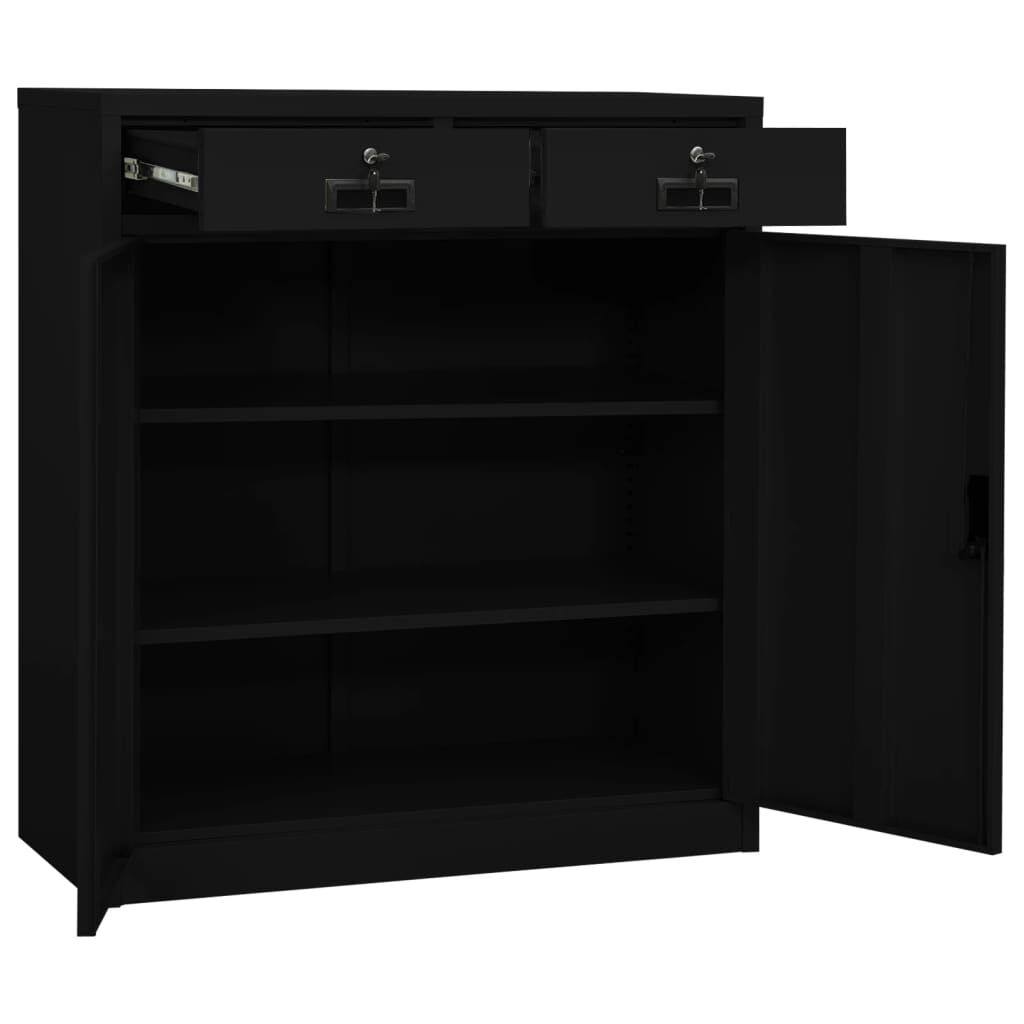 vidaXL Ντουλάπα Γραφείου Μαύρη 90 x 40 x 102 εκ. Ατσάλινη