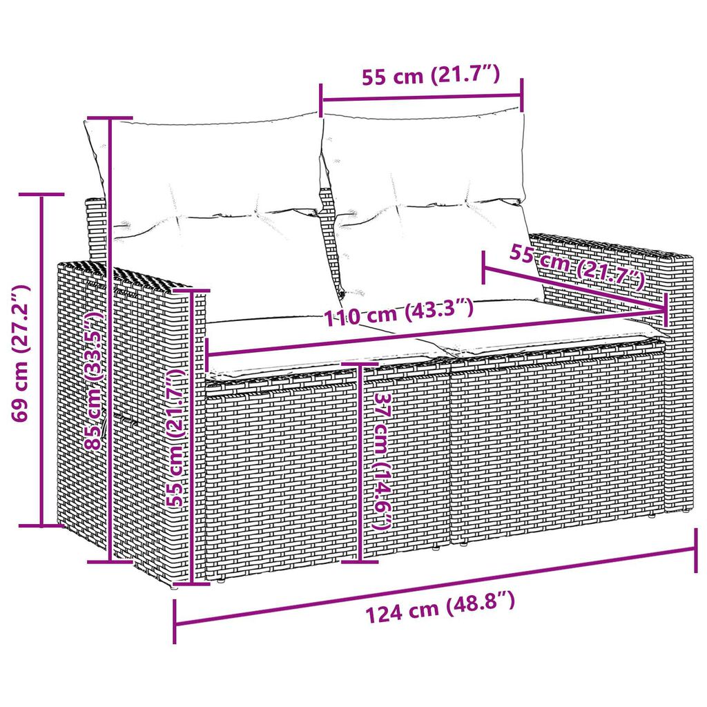 vidaXL Σετ Καναπέ Κήπου 10 pcs Μπεζ 289 x 124 x 85 εκ Ρατάν