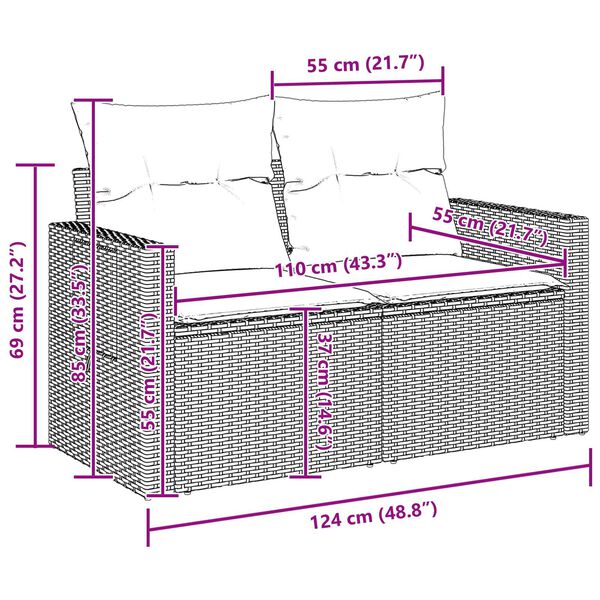 vidaXL Σετ Καναπέ Κήπου 10 pcs Μπεζ 289 x 124 x 85 εκ Ρατάν
