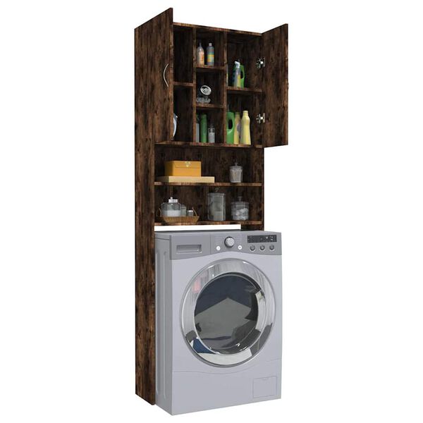 vidaXL Ντουλάπι Πλυντηρίου Καπνιστή Δρυς 64 x 25,5 x 190 εκ.