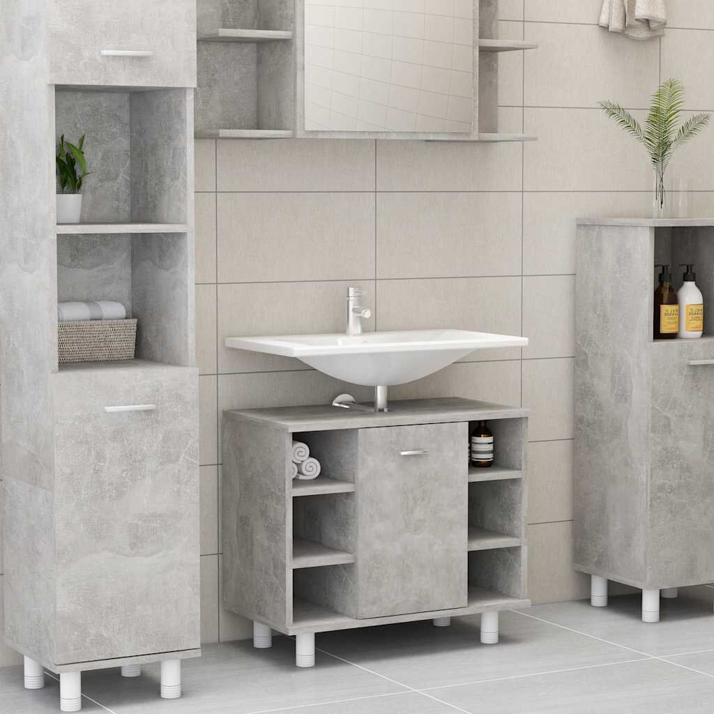 vidaXL Ντουλάπι Νιπτήρα Γκρι Σκυροδέματος 60x32x53,5 εκ. Μοριοσανίδα