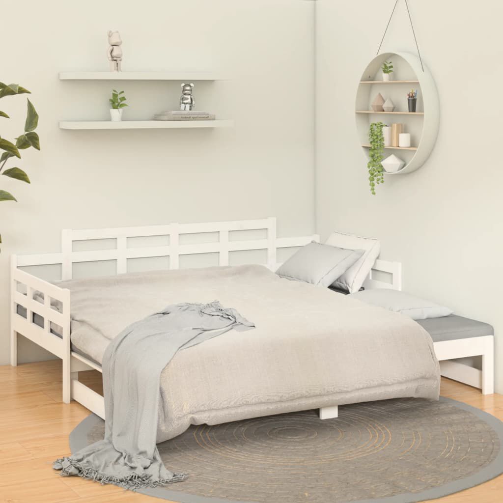 vidaXL Καναπές Κρεβάτι Συρόμενος Λευκός 2x(90x190) εκ. από Μασίφ Πεύκο
