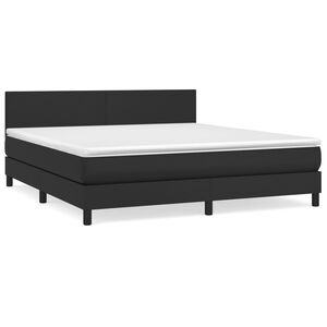 vidaXL Κρεβάτι Boxspring με Στρώμα Μαύρο 160x200εκ.από Συνθετικό Δέρμα