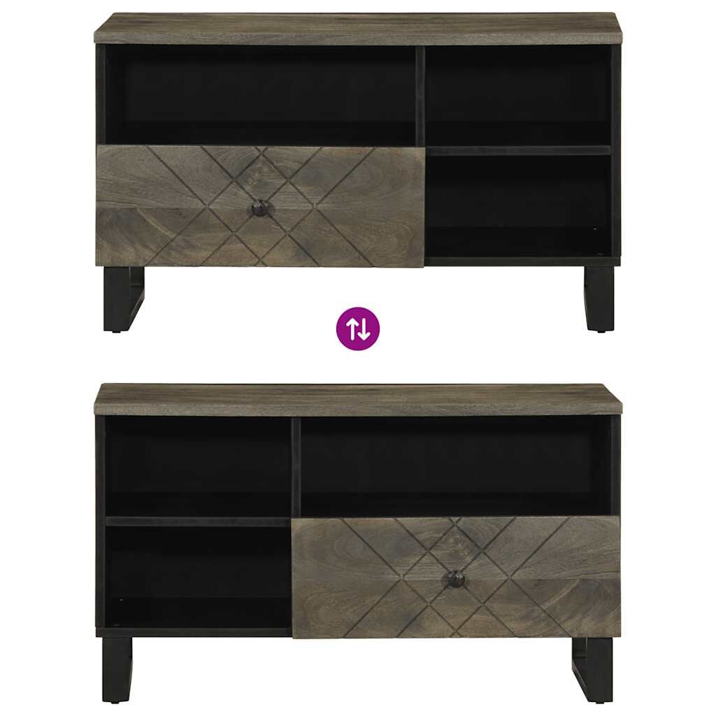 vidaXL Έπιπλο Τηλεόρασης Μαύρο 80 x 33 x 46 εκ. από Μασίφ Ξύλο Μάνγκο