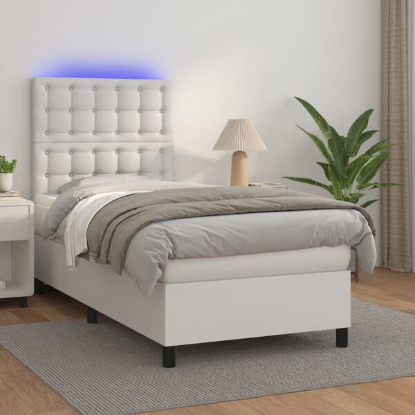 vidaXL &Kappa;&rho;&epsilon;&beta;ά&tau;&iota; Boxspring &mu;&epsilon; &Sigma;&tau;&rho;ώ&mu;&alpha; & LED &Lambda;&epsilon;&upsilon;&kappa;ό 80x200 &epsilon;&kappa;. &Sigma;&upsilon;&nu;&theta;. &Delta;έ&rho;&mu;&alpha;