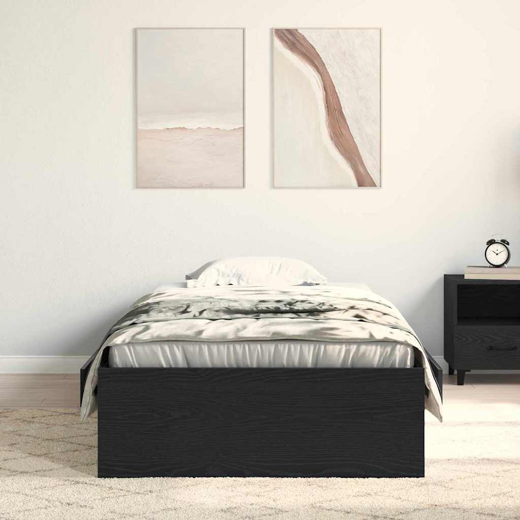 vidaXL Κρεβάτι με Συρτάρια Μαύρη δρυς 90 x 200 cm Επεξεργασμένο ξύλο