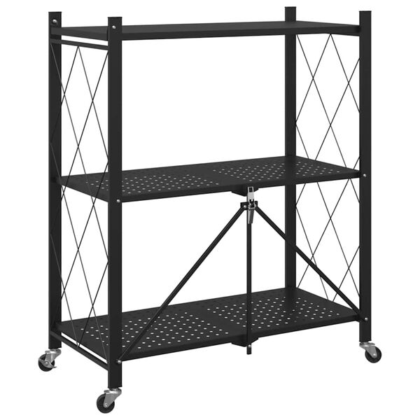 vidaXL Ράφι αποθήκευσης σε ρόδες Μαύρο 71x34x88 cm Ατσάλι