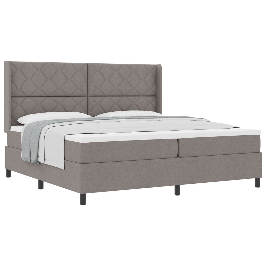 vidaXL Κρεβάτι Box Spring με Στρώμα Taupe 200x200 εκ Υφάσματος