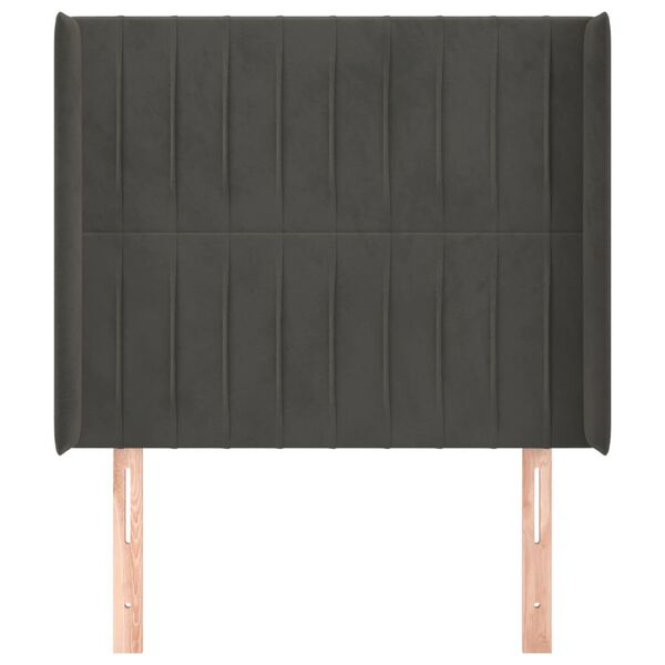 vidaXL Κεφαλάρι με Πτερύγια Σκούρο Γκρι 83x16x118/128εκ.Βελούδινο
