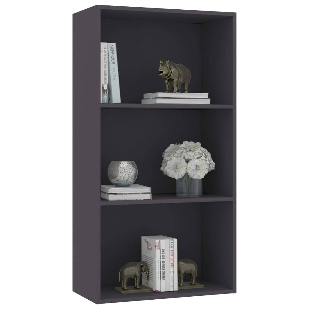 vidaXL Βιβλιοθήκη με 3 Ράφια Γκρι 60 x 30 x 114 εκ. από Επεξ. Ξύλο