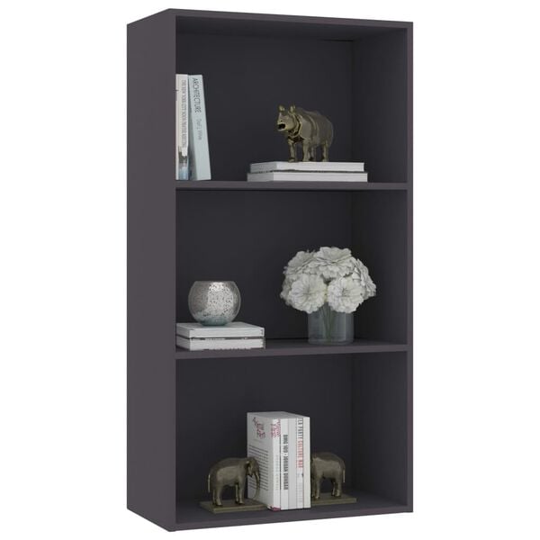 vidaXL Βιβλιοθήκη με 3 Ράφια Γκρι 60 x 30 x 114 εκ. από Επεξ. Ξύλο