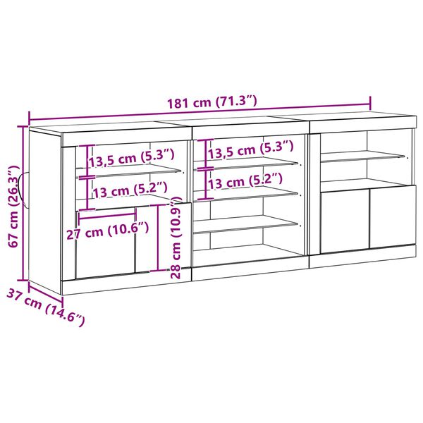 vidaXL Πλαϊνό γραφείο Παλαιό ξύλο 181.5 x 37 x 67 εκ.