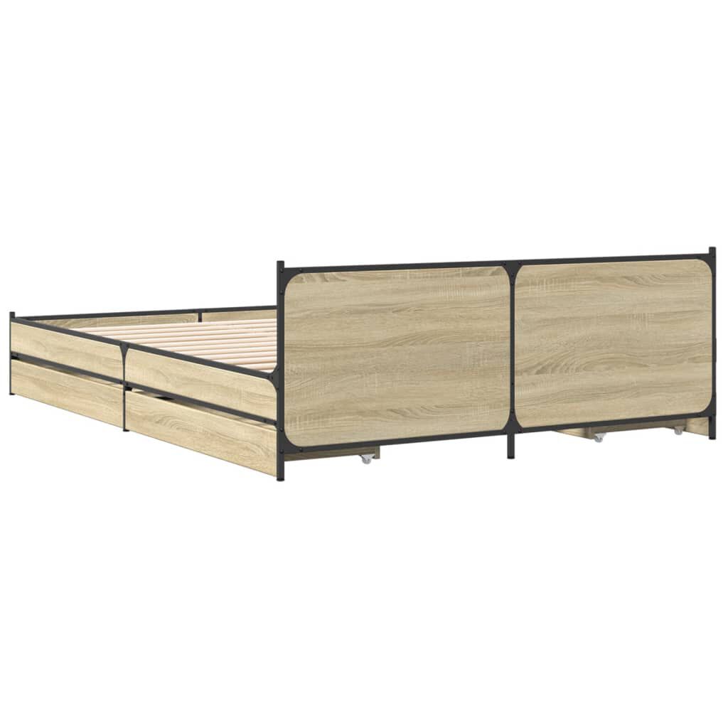 vidaXL Πλαίσιο Κρεβατιού με συρτάρια Sonoma Δρυς 120x200εκ. Επεξ. Ξύλο