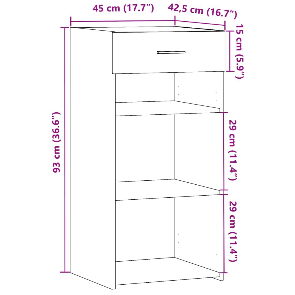 vidaXL Συρταριέρα Μαύρη 45x42,5x93 εκ. από Επεξεργασμένο Ξύλο