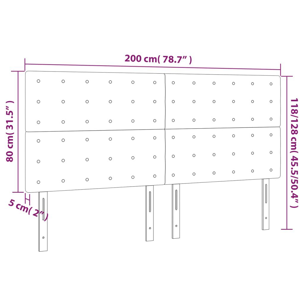 vidaXL Κεφαλάρια Κρεβατιού 4 τεμ.Σκούρο Γκρι 100x5x78/88 εκ. Βελούδινο