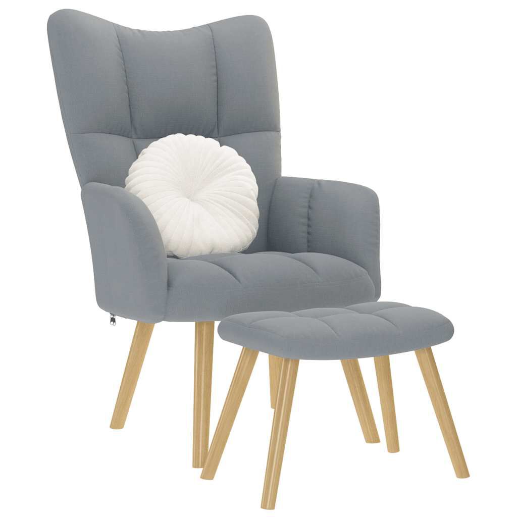 vidaXL Πολυθρόνα Relax Ανοιχτό Γκρι Υφασμάτινη με Υποπόδιο